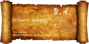 Ulbert Anikó névjegykártya